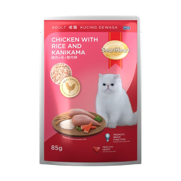 Smartheart Chicken with Rice & Kanikama Pouch for Adult Cat 85g