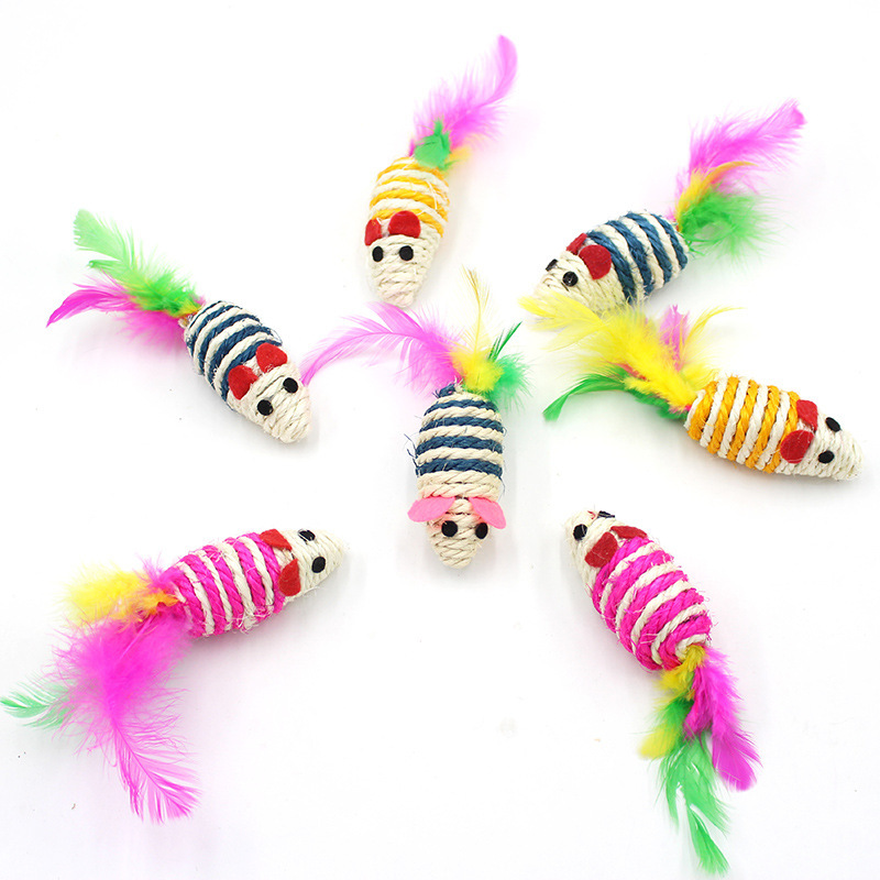 Sisal ball mouse spot wholesale cat self-entertainment cat toy pet claw sharpening small mouse cat toy