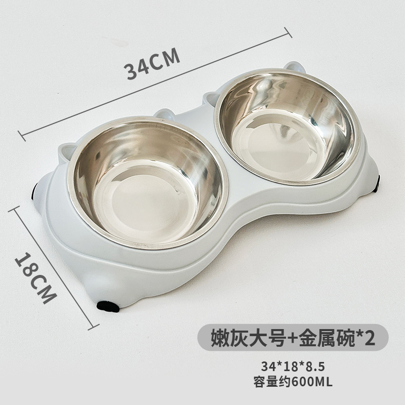 Factory Original] Pet Bowl Anti-overturning Cat Neck Protection Slant Mouth Feeding Drinking Water Two-in-One Dog Bowl
